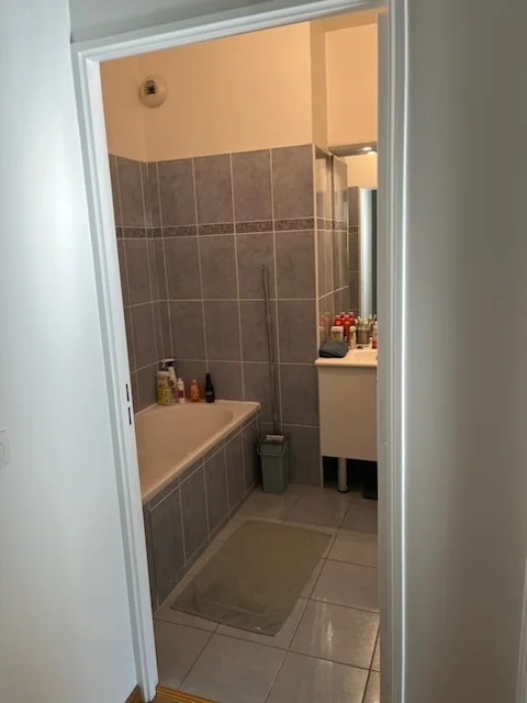 Avant : la salle de bains et sa baignoire
